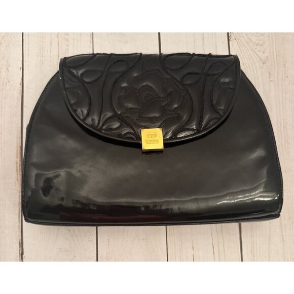 Valentino Orlandi Black Patent Leather Clutch Crossbody (No Strap) 9.5X7.5" VGUC - Picture 1 of 7